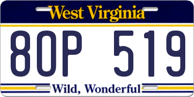 WV license plate 8OP519