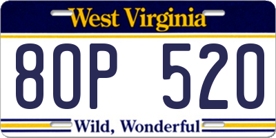 WV license plate 8OP520