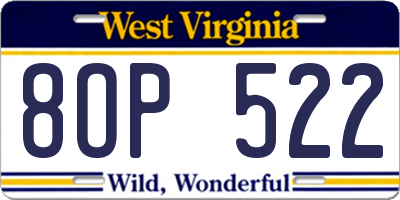 WV license plate 8OP522