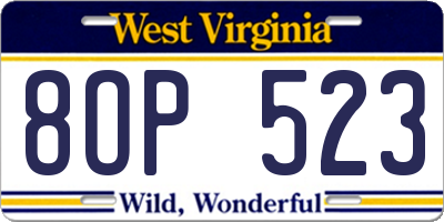 WV license plate 8OP523