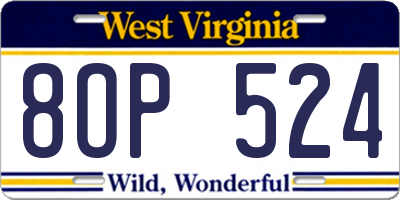 WV license plate 8OP524