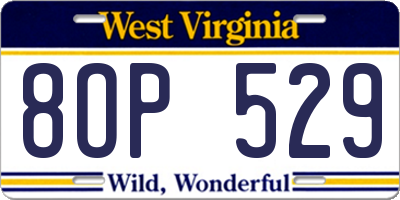 WV license plate 8OP529