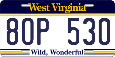 WV license plate 8OP530