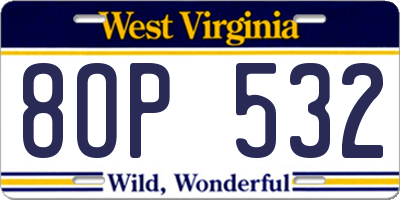 WV license plate 8OP532