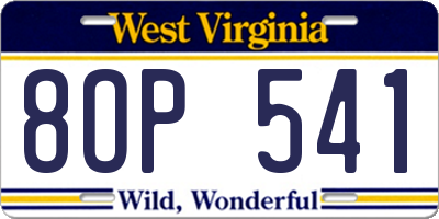 WV license plate 8OP541