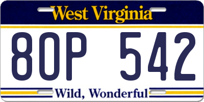 WV license plate 8OP542