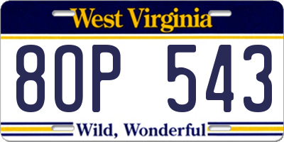 WV license plate 8OP543