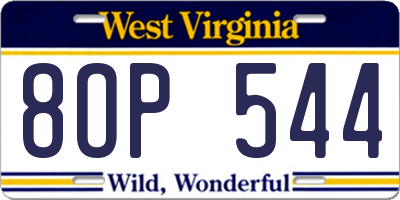 WV license plate 8OP544