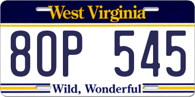 WV license plate 8OP545
