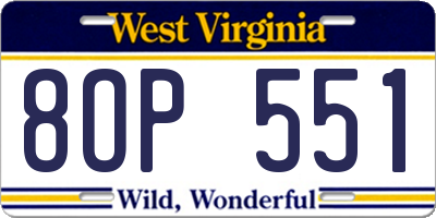 WV license plate 8OP551