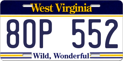 WV license plate 8OP552
