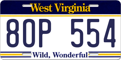 WV license plate 8OP554