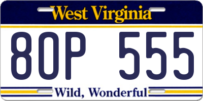 WV license plate 8OP555
