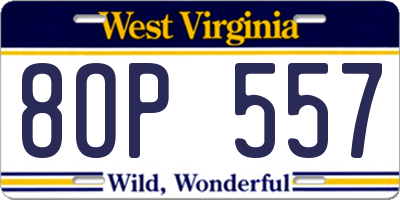WV license plate 8OP557