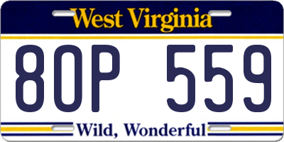 WV license plate 8OP559