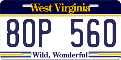 WV license plate 8OP560