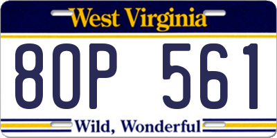 WV license plate 8OP561