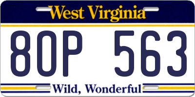 WV license plate 8OP563