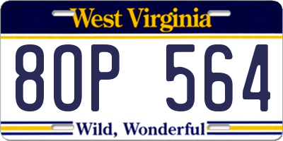 WV license plate 8OP564