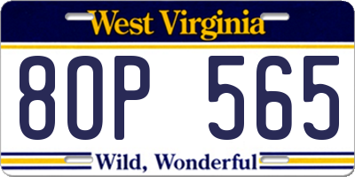 WV license plate 8OP565