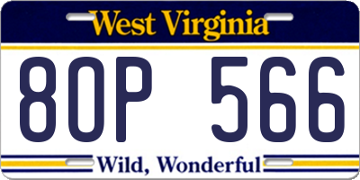 WV license plate 8OP566