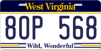 WV license plate 8OP568