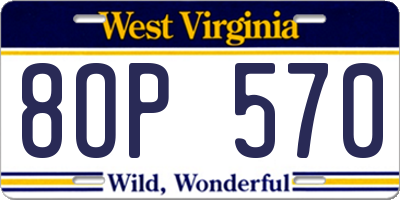 WV license plate 8OP570