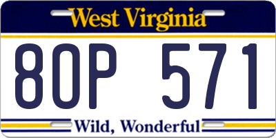 WV license plate 8OP571