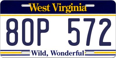 WV license plate 8OP572