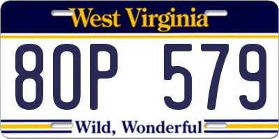 WV license plate 8OP579