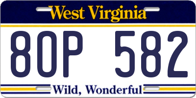 WV license plate 8OP582