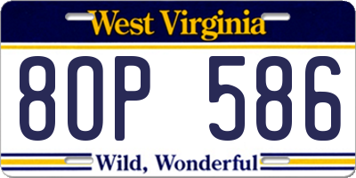 WV license plate 8OP586
