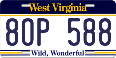WV license plate 8OP588