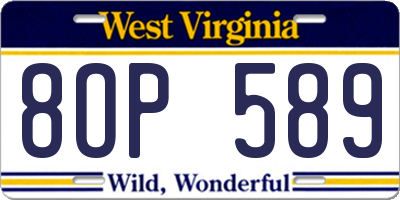 WV license plate 8OP589