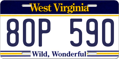 WV license plate 8OP590