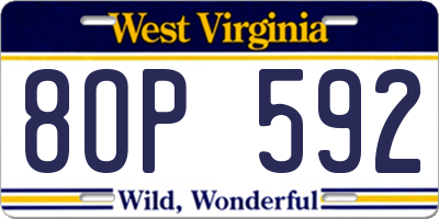 WV license plate 8OP592
