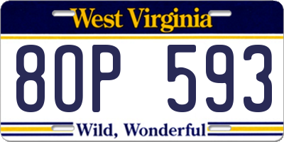 WV license plate 8OP593