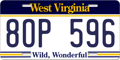 WV license plate 8OP596