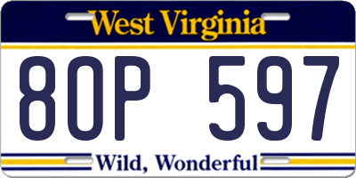 WV license plate 8OP597