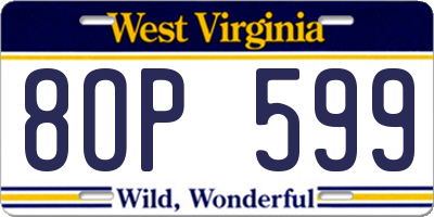 WV license plate 8OP599