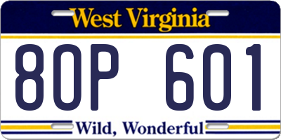 WV license plate 8OP601