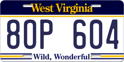 WV license plate 8OP604