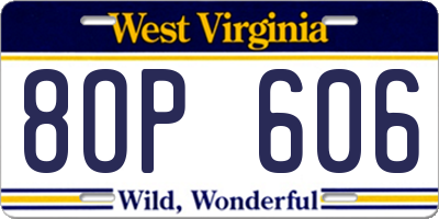 WV license plate 8OP606