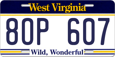 WV license plate 8OP607