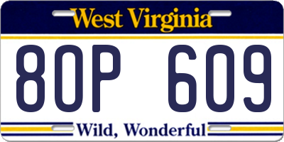 WV license plate 8OP609