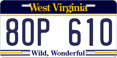 WV license plate 8OP610