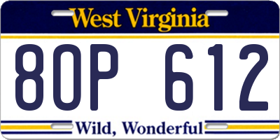 WV license plate 8OP612
