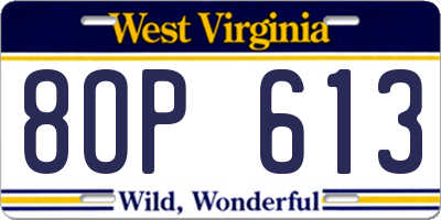 WV license plate 8OP613