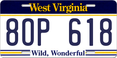 WV license plate 8OP618