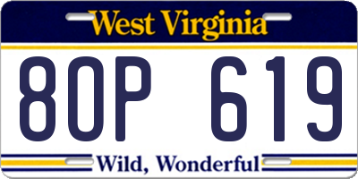 WV license plate 8OP619